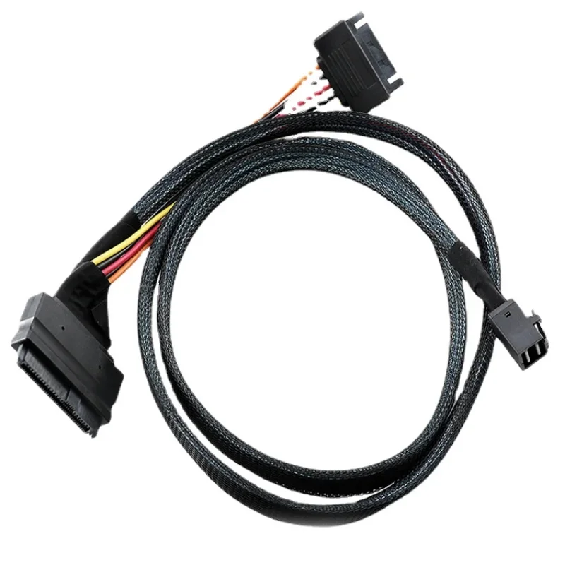 Built-in 12G Mini SAS HD to U.2 36P SFF-8643 to SAS U.2 SFF-8639 Cable 0.5M/1M with 15Pin SATA Power Supply,Suitable for U.2 SSD