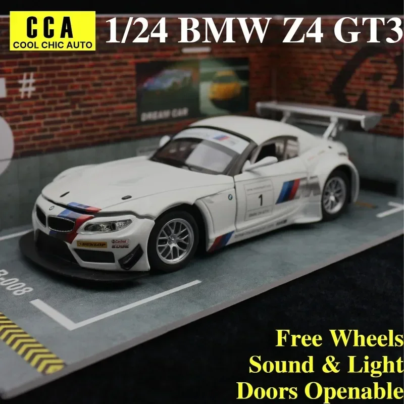 CCA High Simulation Alloy 1/24 BMW Z4 GT3 Sport Car Model With Sound Light Collective Miniature Voiture Boy Toy Gift Birthday