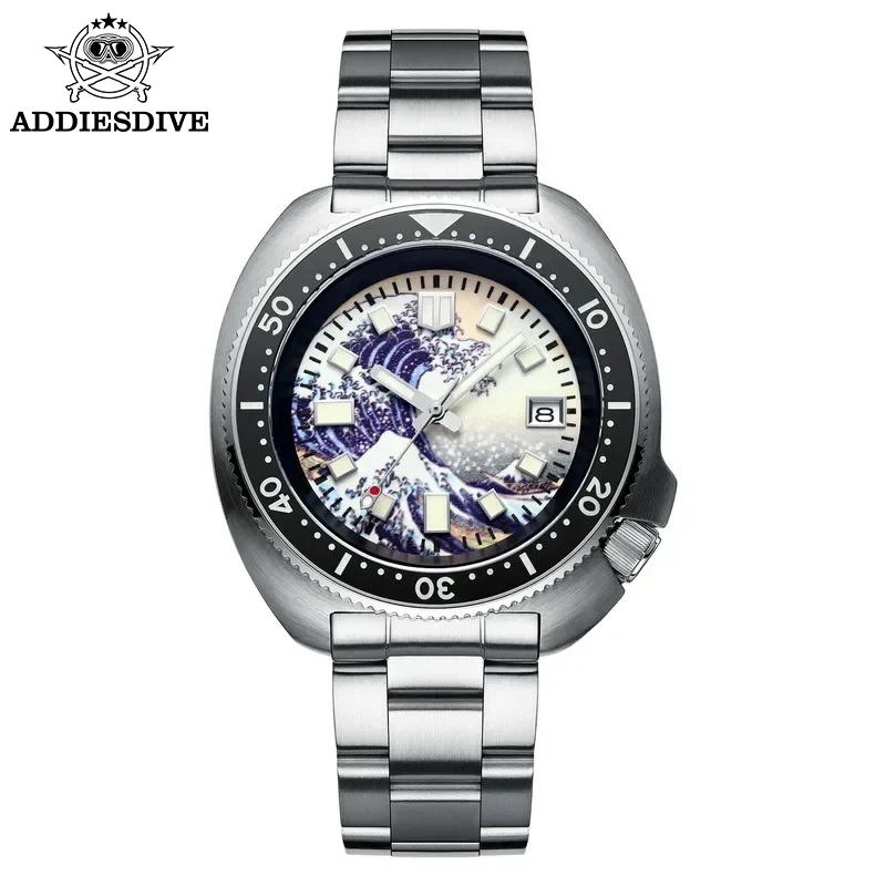 ADDIESDIVE New 200m Diver Watch For Men Surf Dial NH35 Sapphire Automatic Mechanical Watches Stainless Steel Luminous WristWatch