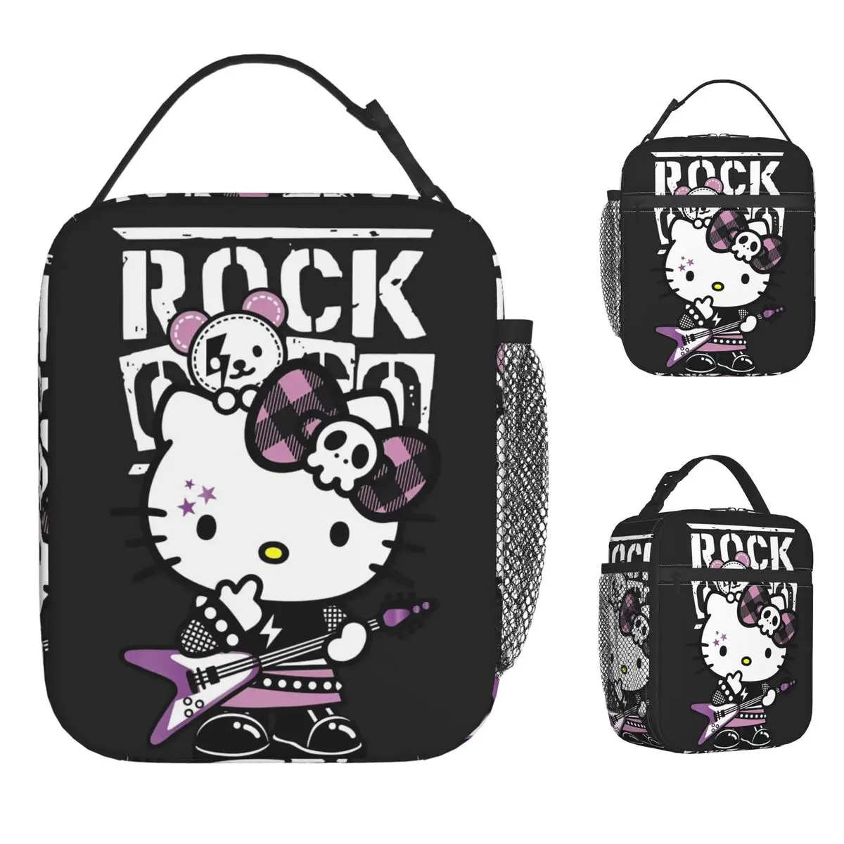 

Hello Kitty Rock Punk Music Изолированная сумка для обеда Термосумка Контейнер для обеда, большая вместительная сумка для обеда, сумка для еды, пляжный пикник