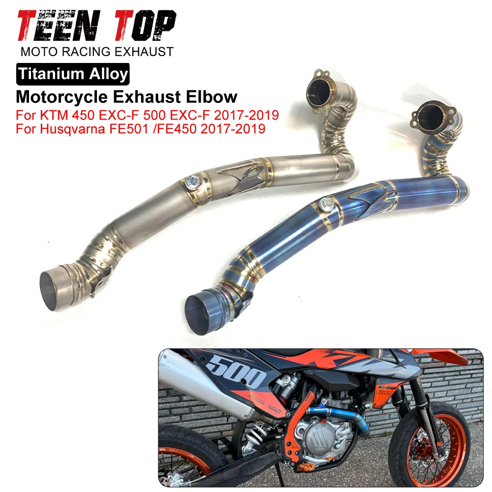 

For KTM450 EXC-F 500 EXC-F Front Link Pipe Titanium Alloy Dirt Bike Exhaust Pipe Muffler For Husqvarna FE450 FE501 2017-2019