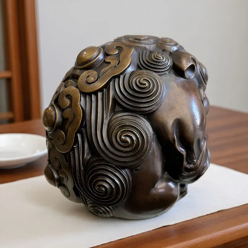 Brass Lucky Rice Attracting Tea Pet For Meditation And Enlightenment, Pixiu Hall, Study, Office Desktop Ornament, Handheld