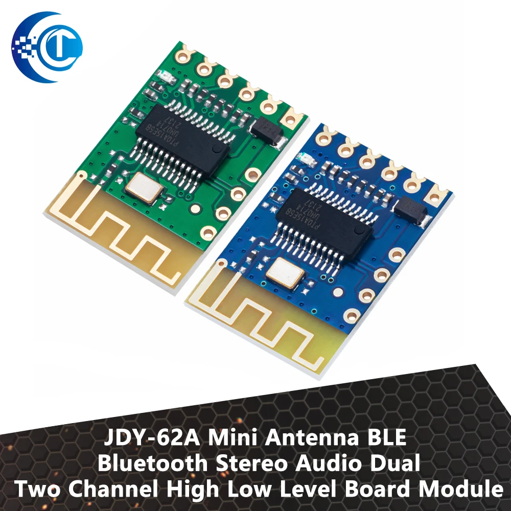JDY-62A Mini Antena, BLE, Bluetooth, Estéreo, Áudio, Dual Channel, Alta, Placa de Baixo Nível, Módulo para Arduino, IOS, Sono Automático
