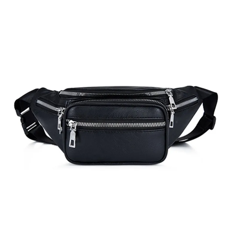 Solid PU leather handbag Women chest Pack Punk Bag Women's Belt Waist Bag Women Waist Pack cell phone Bags