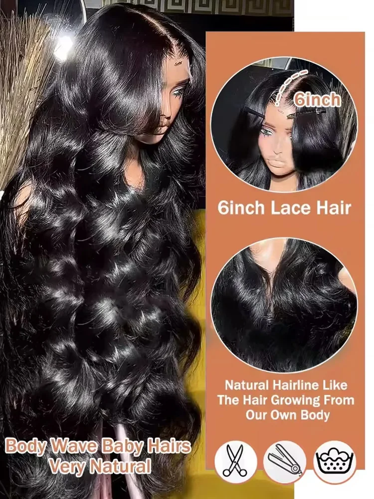 الجسم موجة HD شفافة 13x6 الدانتيل أمامي خصلات الشعر المستعار الإنسان 42 بوصة الطبيعية الأسود موجة المياه الدانتيل شعر مستعار أمامي قطعها مسبقا