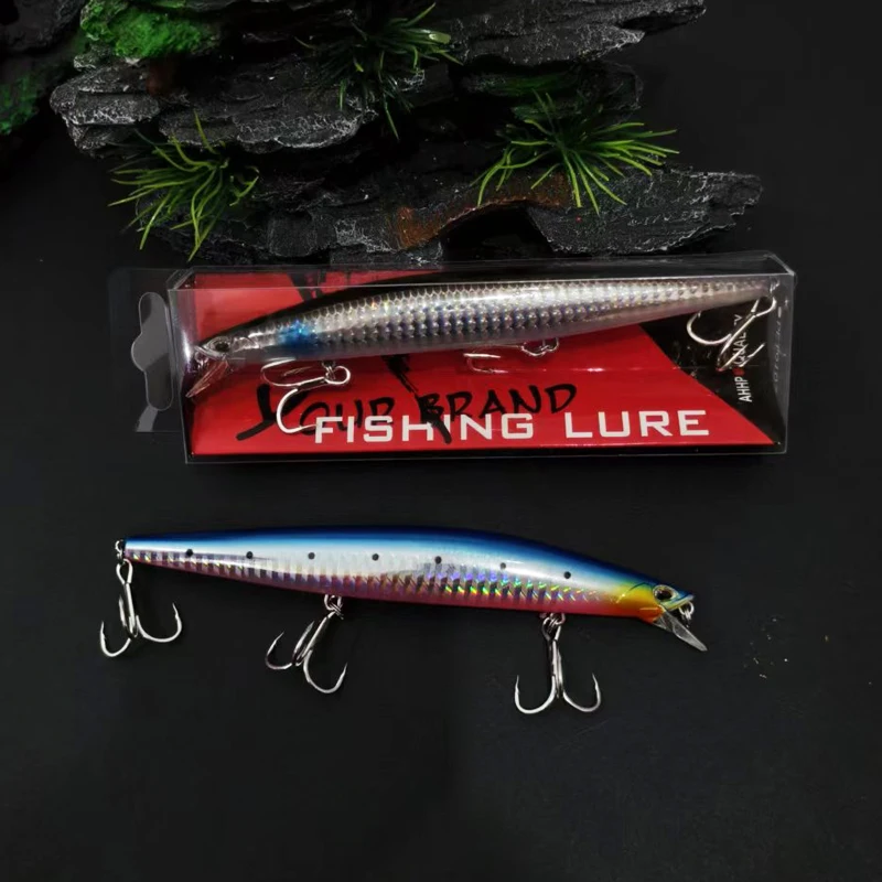 Top Fishing Lure Sinking Minnow 140S 140mm 26g Saltwater Black Bass Pike Lures Long Casting Hard Baits Tungsten Weight Pesca