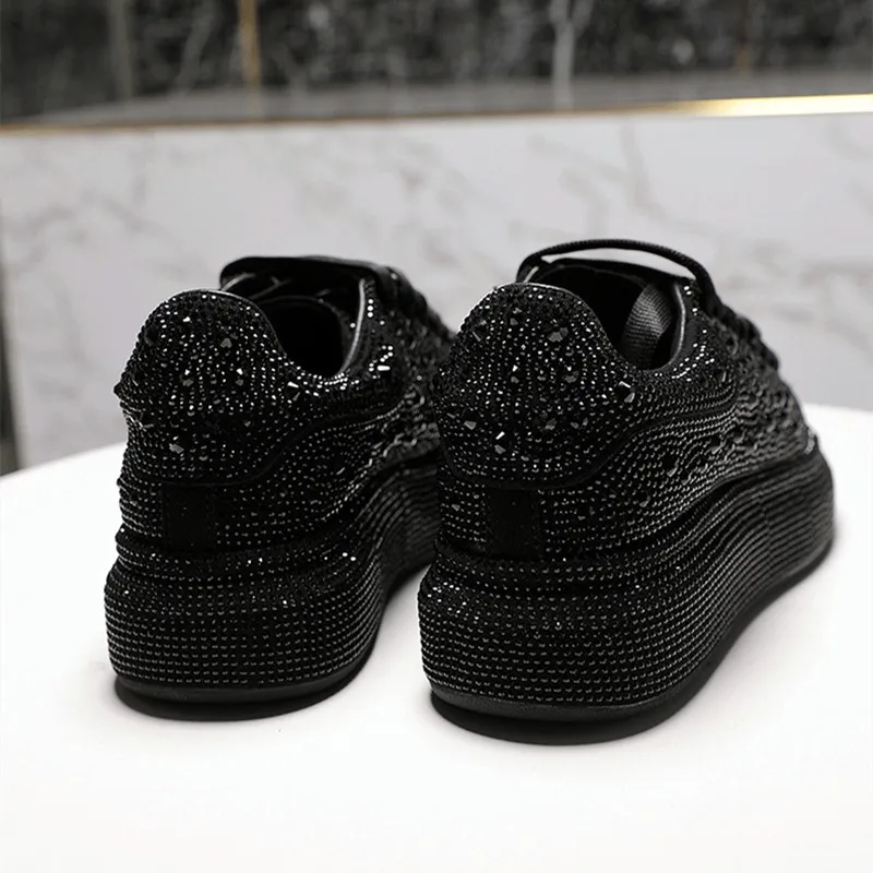 Diamond Sequins Women\'s Sneakers Platform Vulcanized Shoes Light Breathable Casual Shoes New 2022 Fall Luxury Shoes for Women