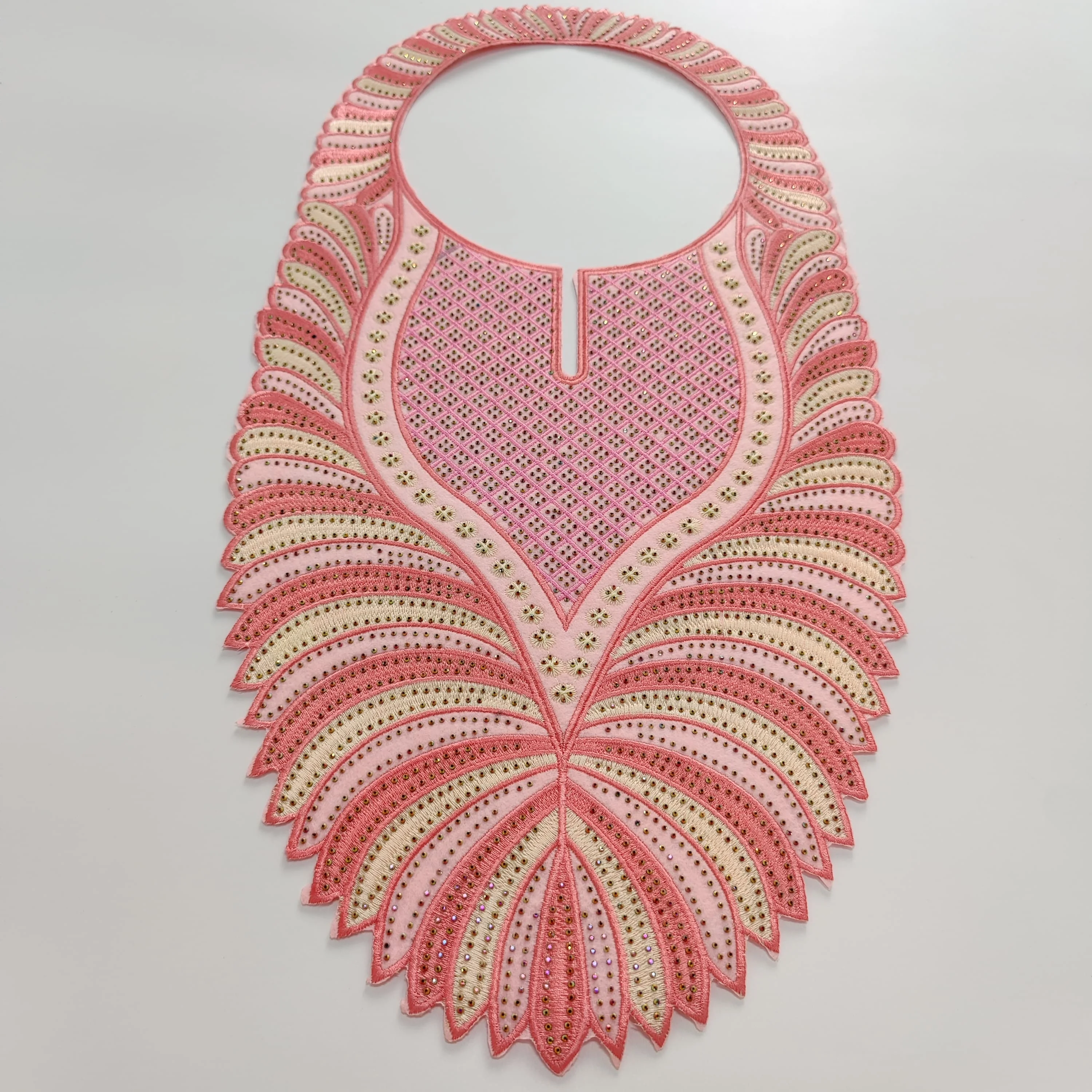 2025 New Arrival African Neckline Collar With Rhinestones Guipure Embroidery Appliques Women Bride Wedding Dress DIY Accessories