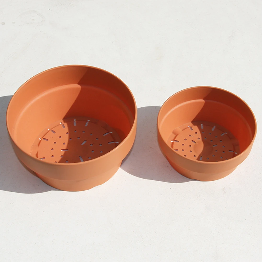 

5pcs Plastic Flower Pot Imitation Clay Planter Retro Small Garden Supplies Balcony Desk Decorative Container