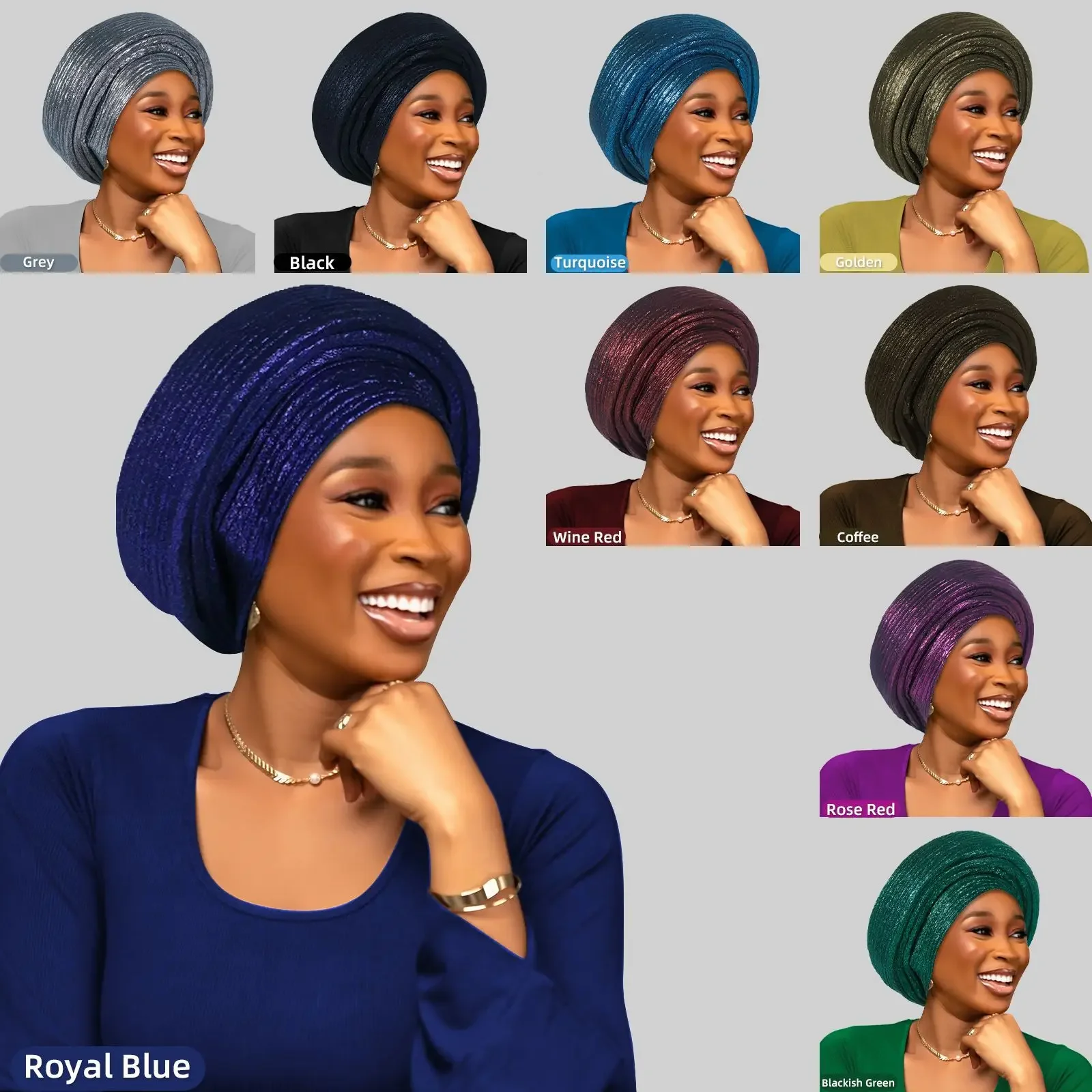 

African Lady Glitter Fabric Head Wraps Turban Cap for Women Nigeria Autogele Headtie Party Headwear Wedding Auto Geles Turbante