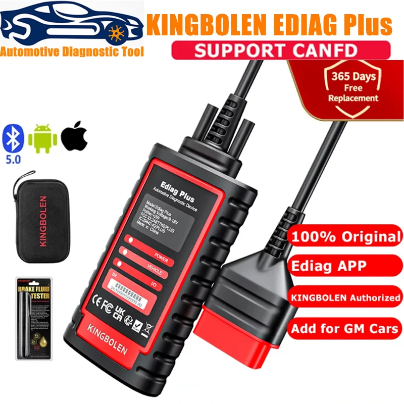 KINGBOLEN EDIAG Plus All System OBD2 Diagnostic Scanner, Intelligent Scan Tool with with CAN-FD Protocol,15+ Reset,ECU Coding