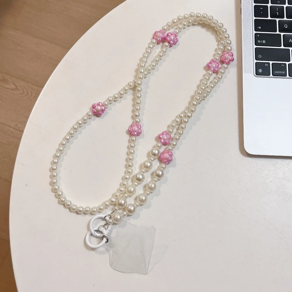 

Flower Beads Crossbody Phone Strap Hanging Rope Bag Chain Mobile Phone Lanyard Long Anti Lost Phone Neck Straps