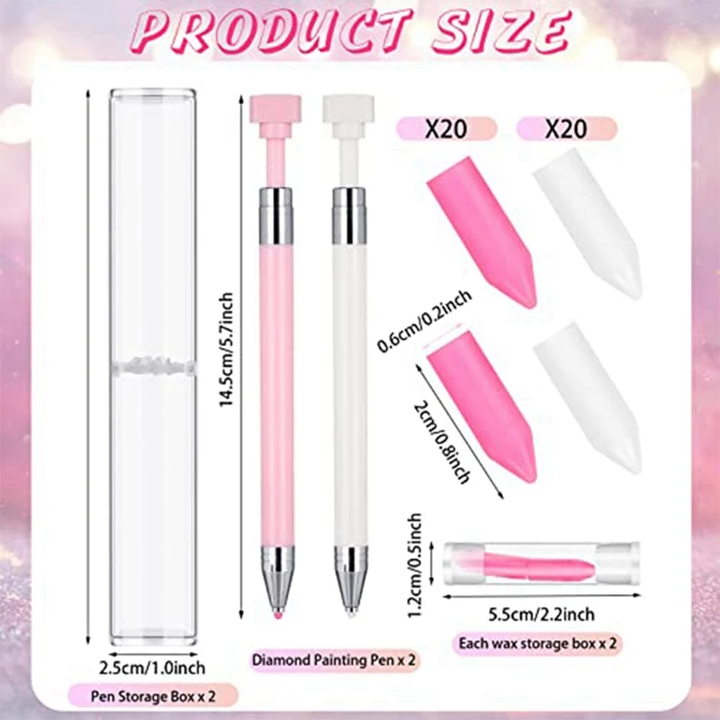 2 Pcs Pen with 40 Pcs Wax Replacement Wax Glue Diamond Art Accessories-A79M