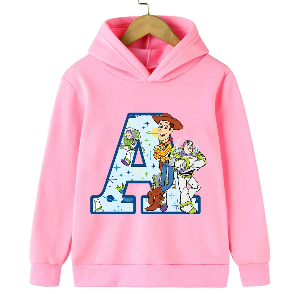 Toy Story  Letter ABCD Hoodies Woody Buzz Lightyear Children Pullover Disney Casual Clothes Kids Sweatshirts for Girl Boy Tops