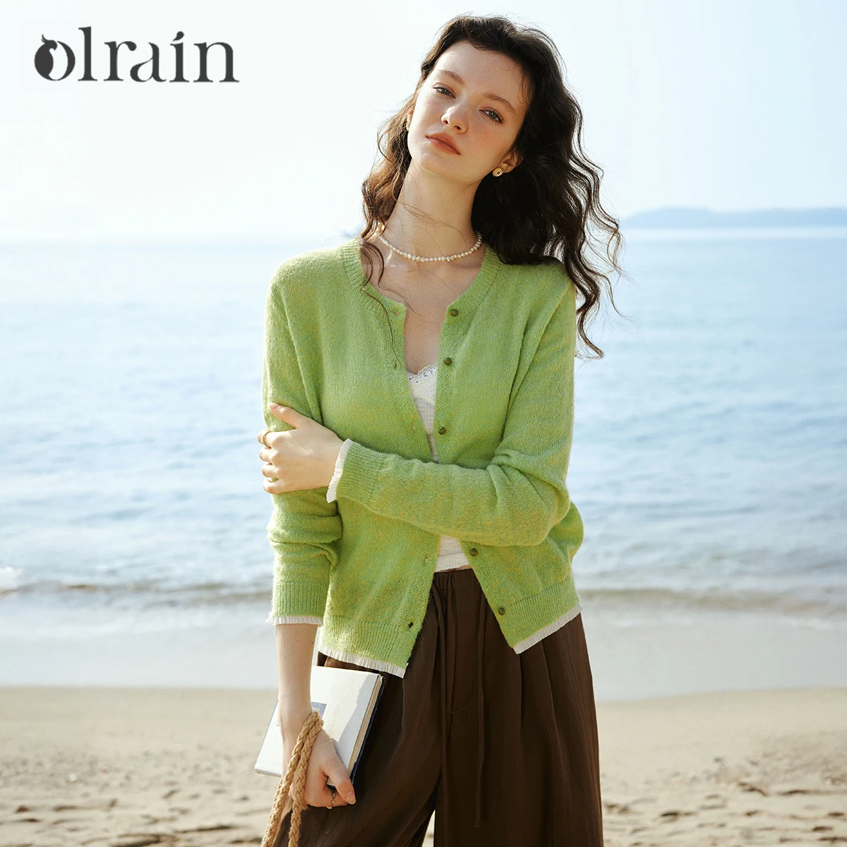 

OLrain Women's Sweater Cardigan Spring 2026 Casual Patchwork Thin Lady Jumpers Commute Loose Knitted Female Sweaters O58CZ002926