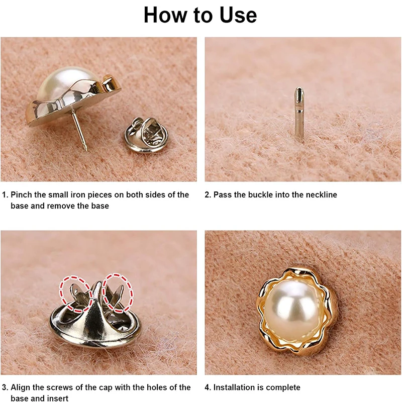 10pcs Women Shirt Brooch Buttons Cover up Button Pins Free Sewing Pearl Rhinestone Button Large Size DIY Shirt Clothing Decor