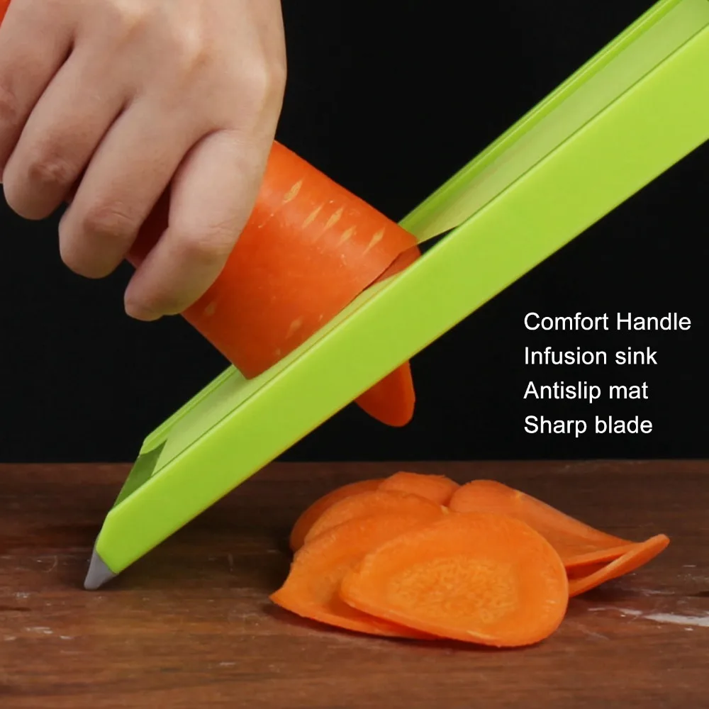 Stainless Steel Vegetable Chip Maker Rustproof with Ergonomic Handle Food Chip Maker Green 4.25 x 10.8in Mandoline Slicers