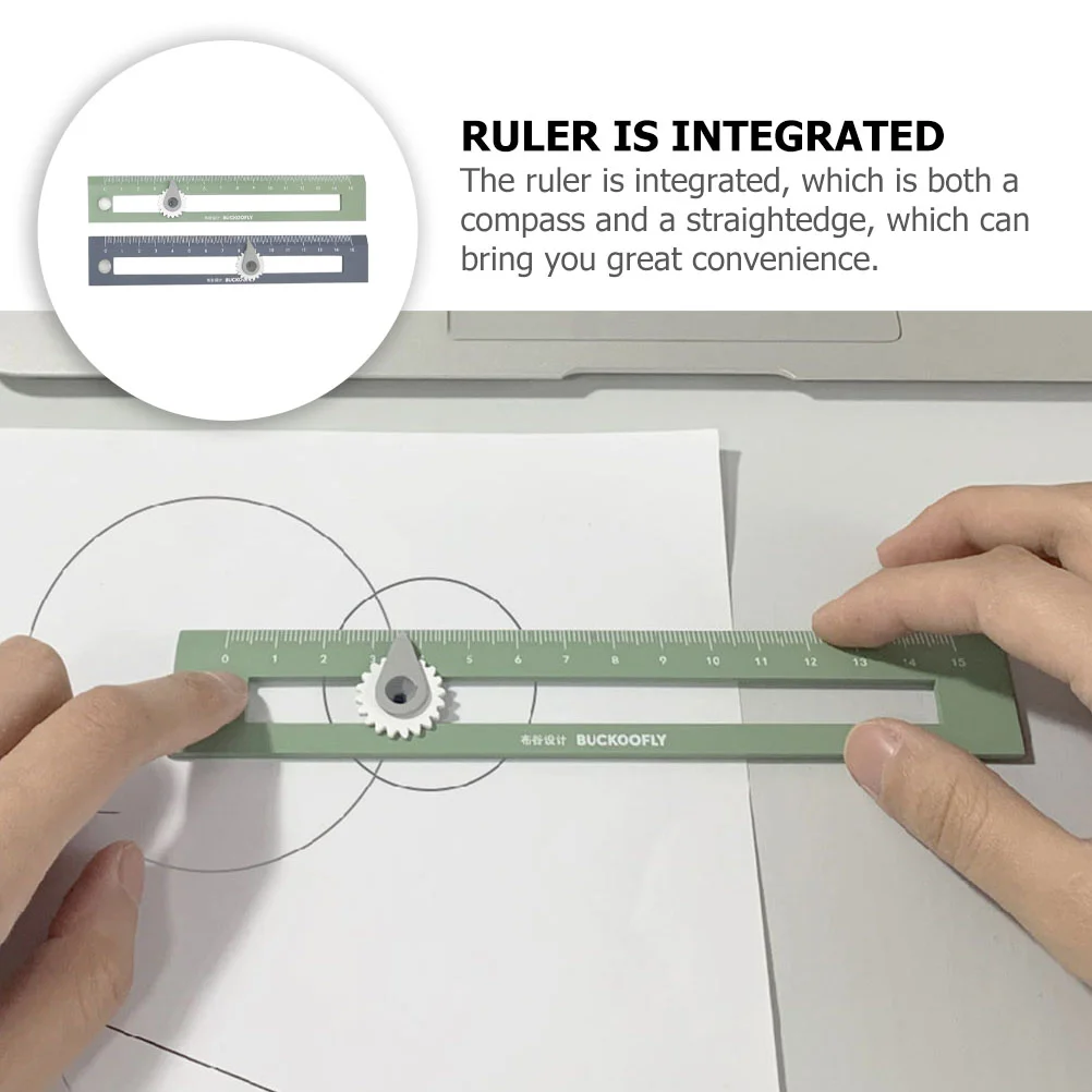 2 個コンパス定規学生ギフト学用品コンパスストレートスケール多目的
