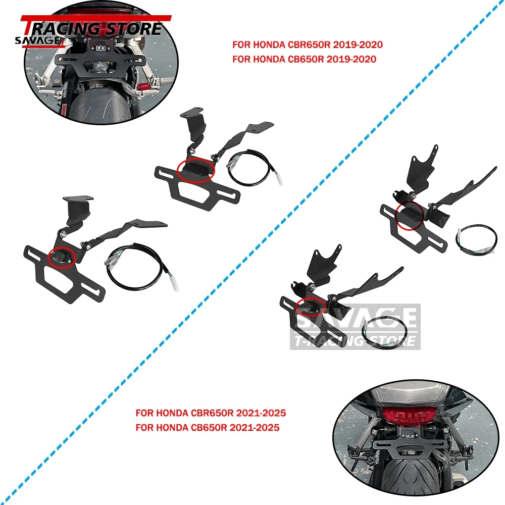Adjustable Foldable Rear Tail Tidy Fender Eliminator Kit For Honda CBR650R CB650R License Plate Holder with License Plate Light