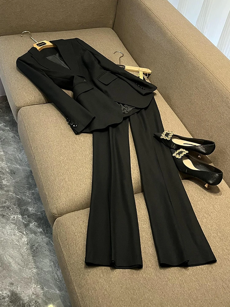 

Модный костюм средней длины на одной пуговице, дэт и брюки длиной до колена, комплект из двух предметов, Новое поступление, рабочая одежда из смеси полиэстера