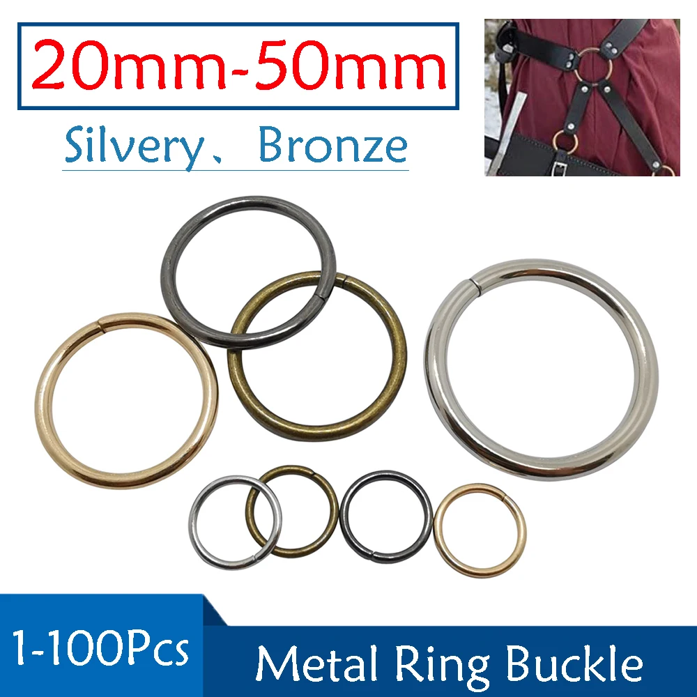 

1-100Pcs Metal Circle O Ring Buckles Non Welded Nickel Plated Collars Round Loops Belt Buckle Package Accessorie 20mm-50mm
