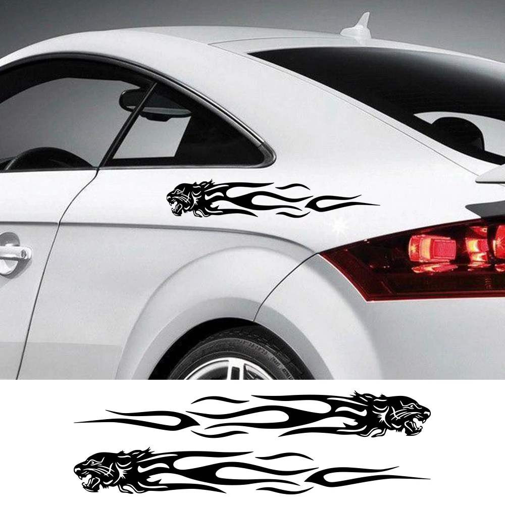 

Various Sizes Car Whole Body Stickers Tiger Flame Graphics Vinyl Film Decor Decals Universal Auto External Tuning Accessories