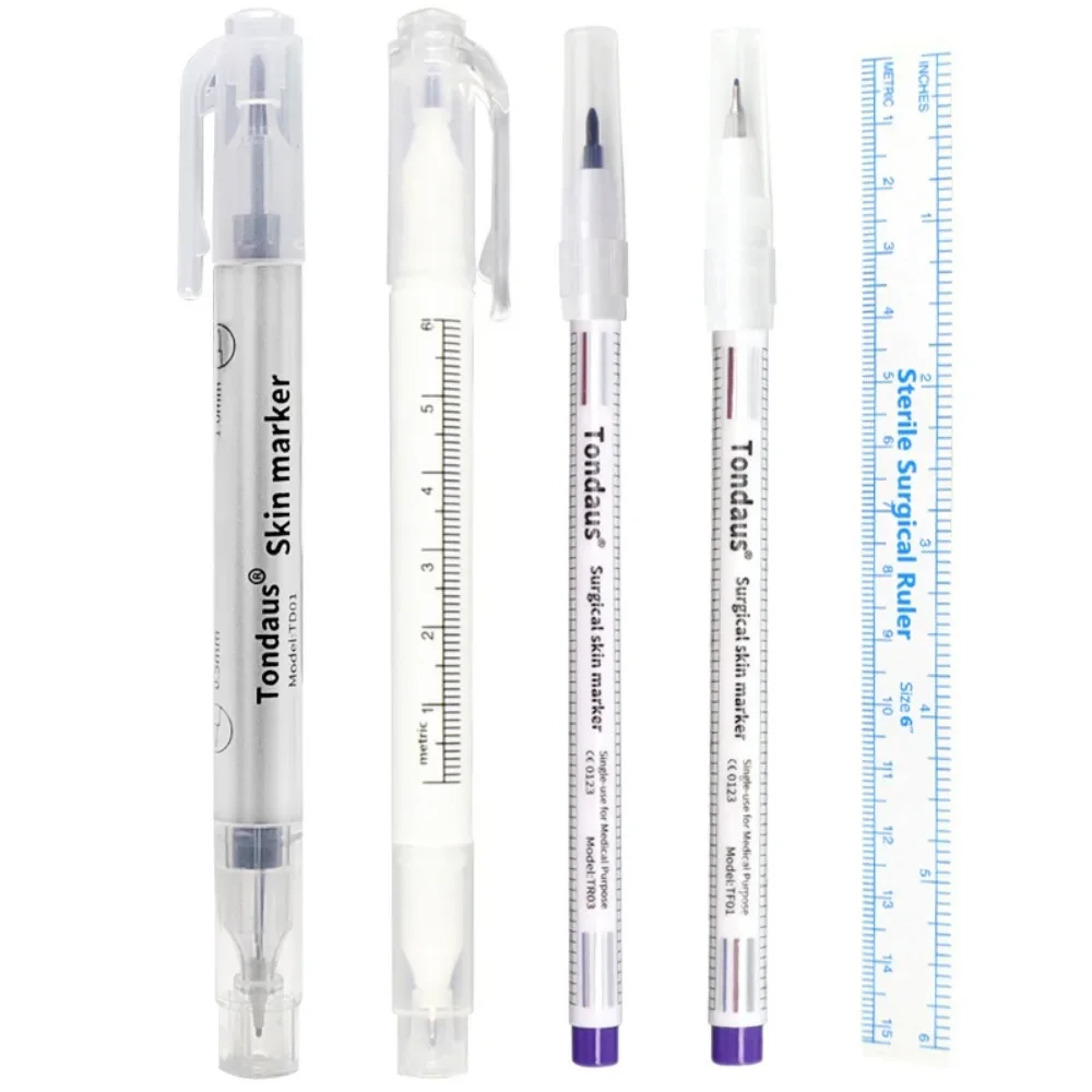 10Pcs Einweg Sterilisiert Paket Mit Lineal Medizinische Chirurgie Permanent Make-Up Körper Tattoo Piercing Scribe Haut Marker Stift – Detail 2