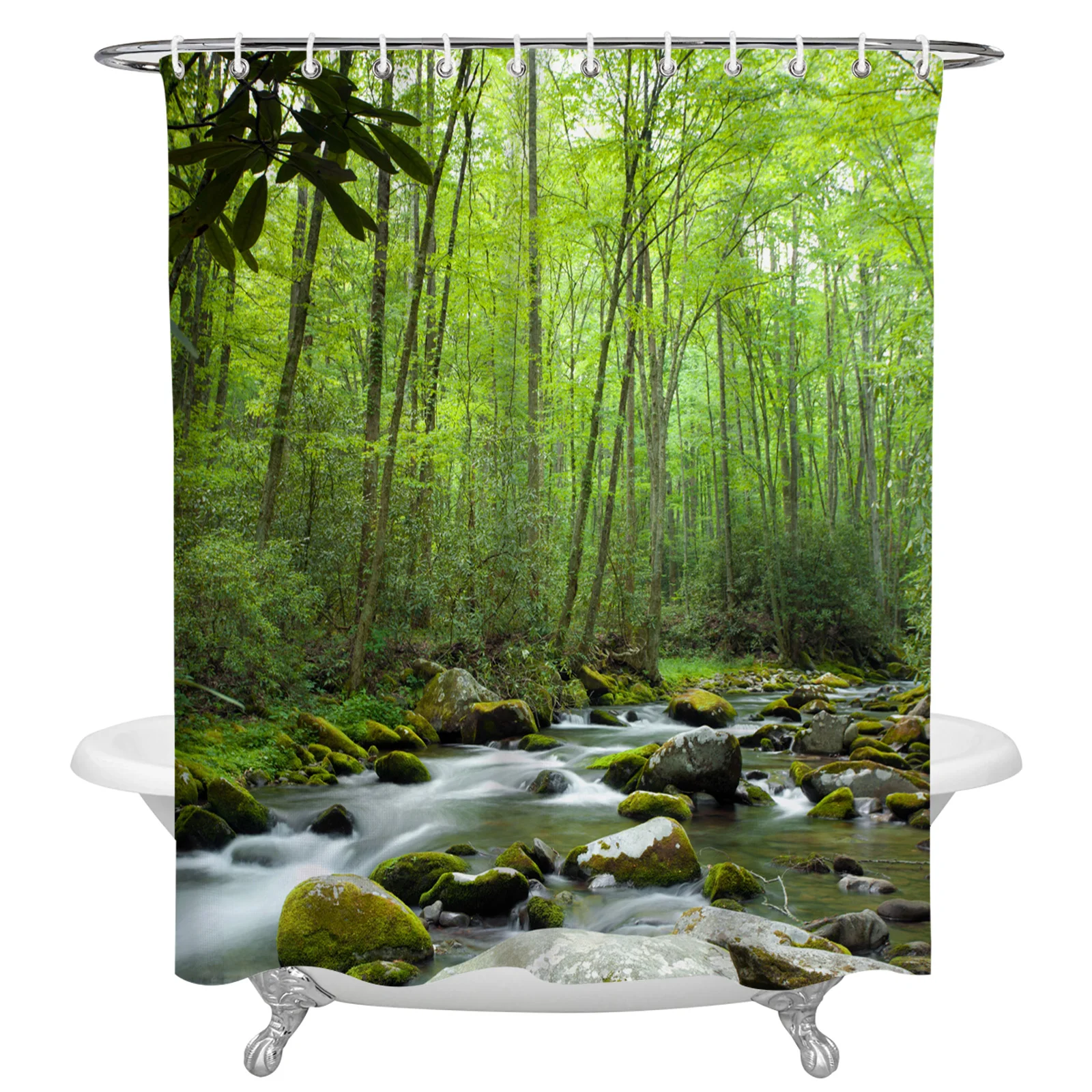 

Водонепроницаемая занавеска для душа с весенним лесом, ткань, занавеска для украшения дома