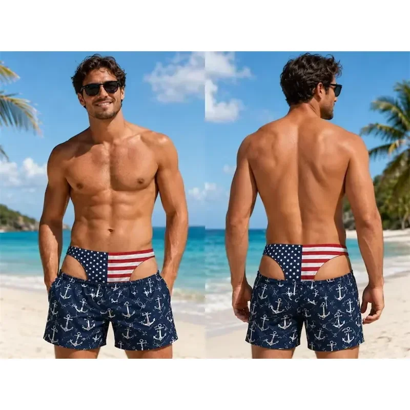 Shorts Comfortable Breathable Casual Funny Butt Prank Pattern 3D Print Swim Trunks For Men Floral Hawaii Style Quick Dry