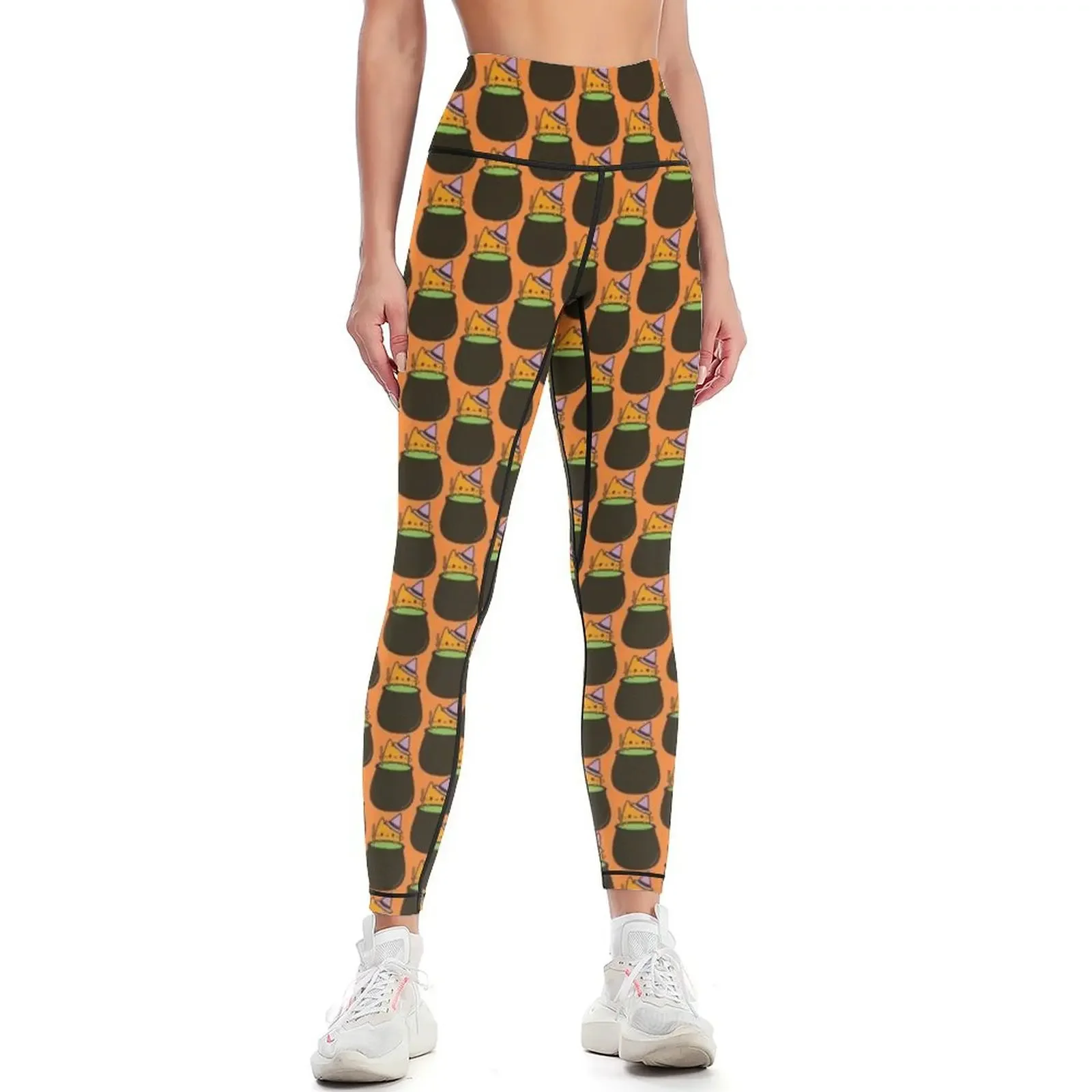 

Cat bat with cauldron Leggings sport pants gym's sportswear Womens Leggings