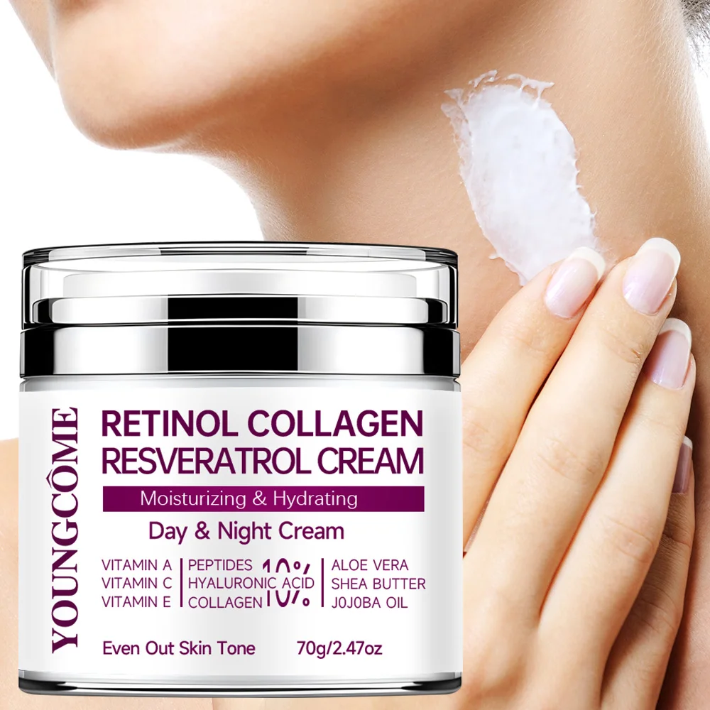 Retinol Collagen Resveratrol Face Cream Moisturisering Facial Anti aging Skin Care Repair Fade Fine Line Whitening Skin view 5