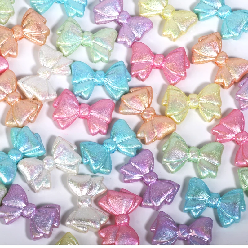 12pcs 20x30mm Acrylic Pastel Colored Bowknot Beads Cute Loose Spacer Beads For Jewelry Making Diy Bracelet Necklace Keychain