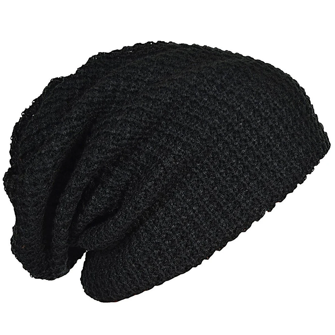 Gorro largo holgado para hombre, gorro de punto para verano e invierno, negro de gran tamaño