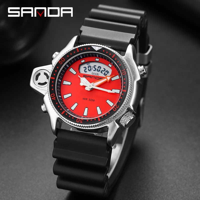 Sanda new fashion brand European and American large dial watch sports multi-functional outdoor waterproof watch for boys Watch