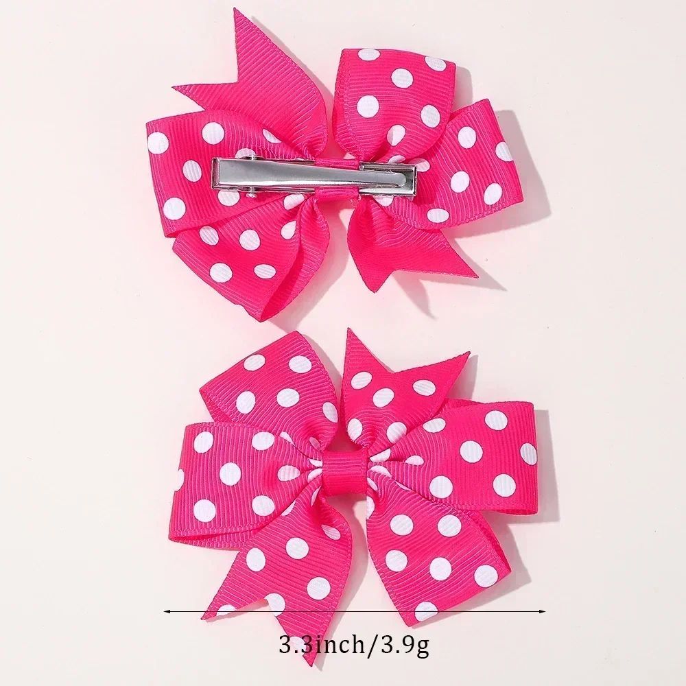 2 قطعة/المجموعة الفتيات لطيف الطباعة نقطة الانحناء إكسسوارات الشعر مقاطع الشعر اليدوية الانحناء مقاطع دبوس الشعر Kawaii الطفل اكسسوارات الهدايا