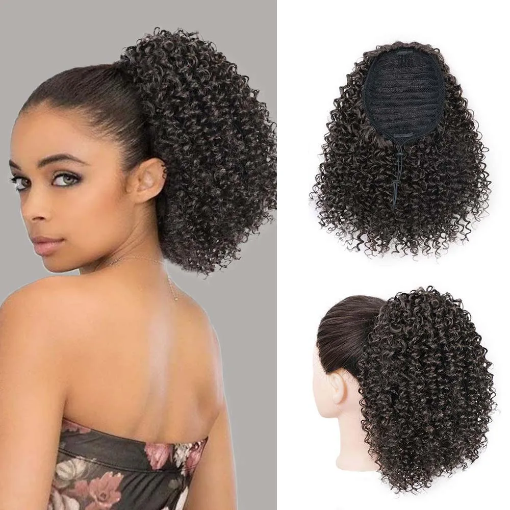 

Afro Puff Drawstring Ponytail Extension for Black Women Short Afro Curly Ponytail Clip On Kinky Drawstring Curly Ponytail Bun