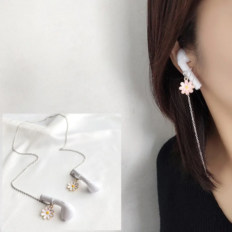 حزام سلاسل سماعات رأس مضادة للبابونج للنساء ، قلادة الاحتفاظ بسماعات أذن لاسلكية ، هدايا لسماعات Airpods ، ملحق سماعة الأذن ، البابونج