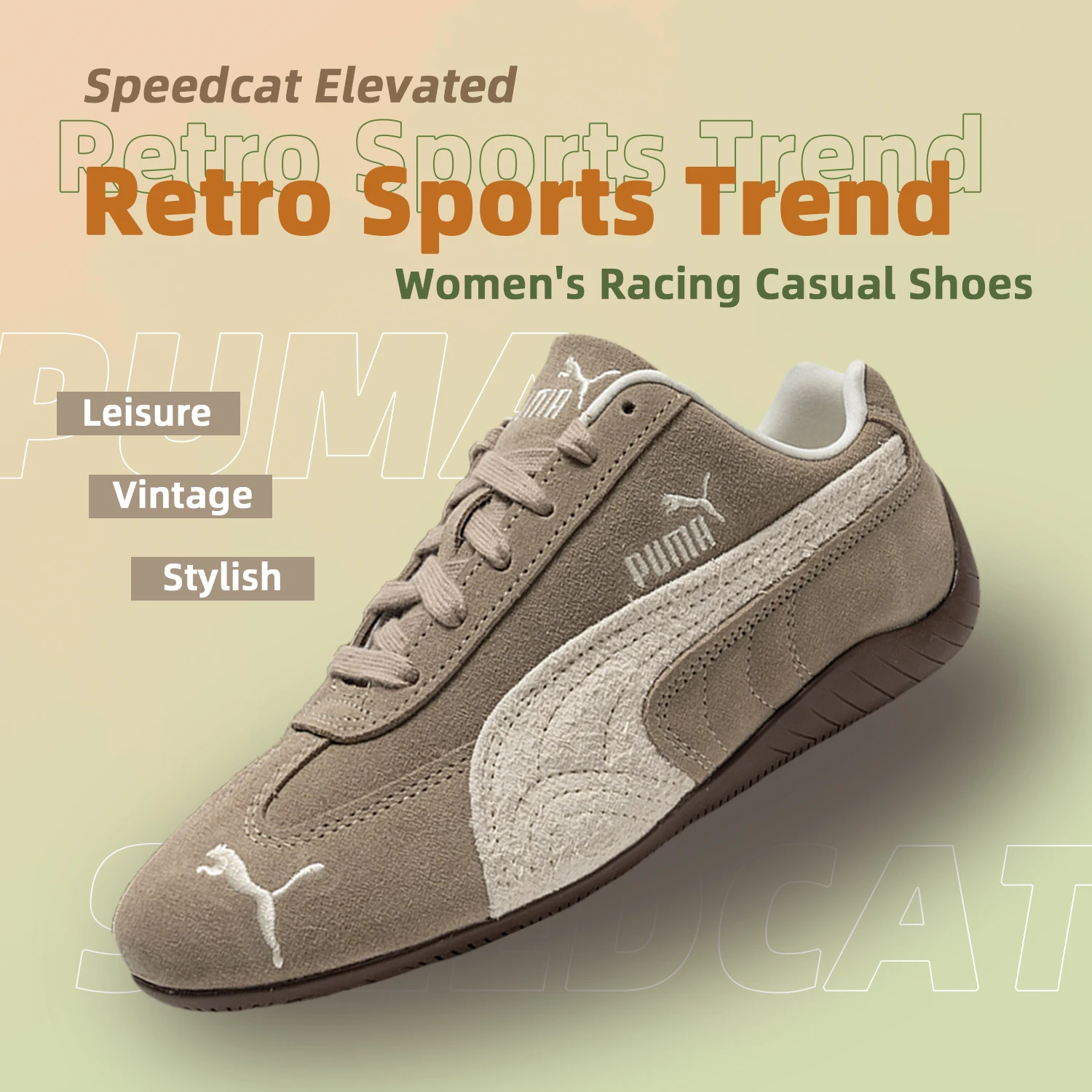 

Puma Casual Shoes Women's New Low-Top Sneakers Speed Cat Elevated Wns Racing Shoes 403619-02