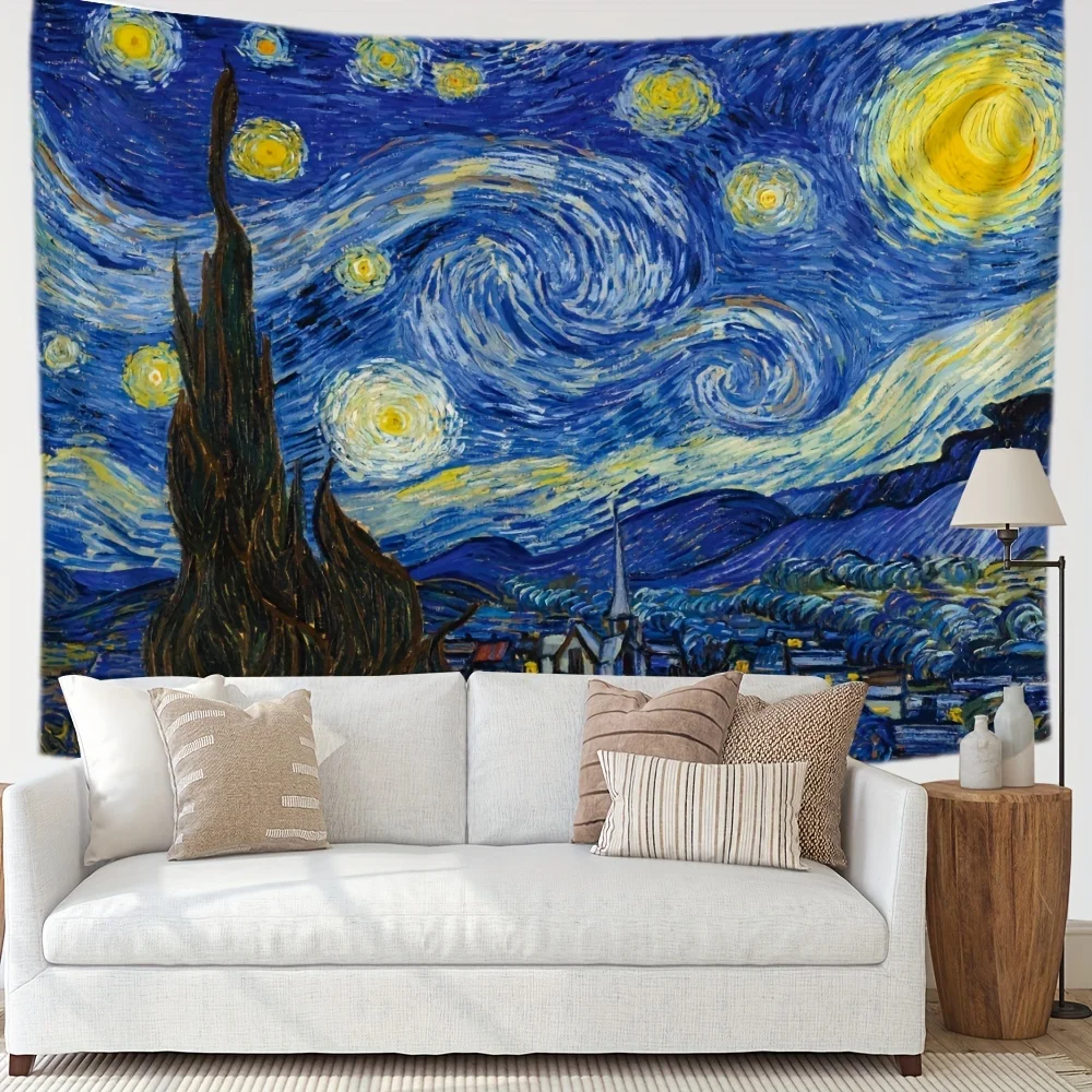 1pc Van Gogh Tapestry Famous Printed Blanket Wall Hanging Star Moon Night Tapestry Decoration Bedroom Study home decoration