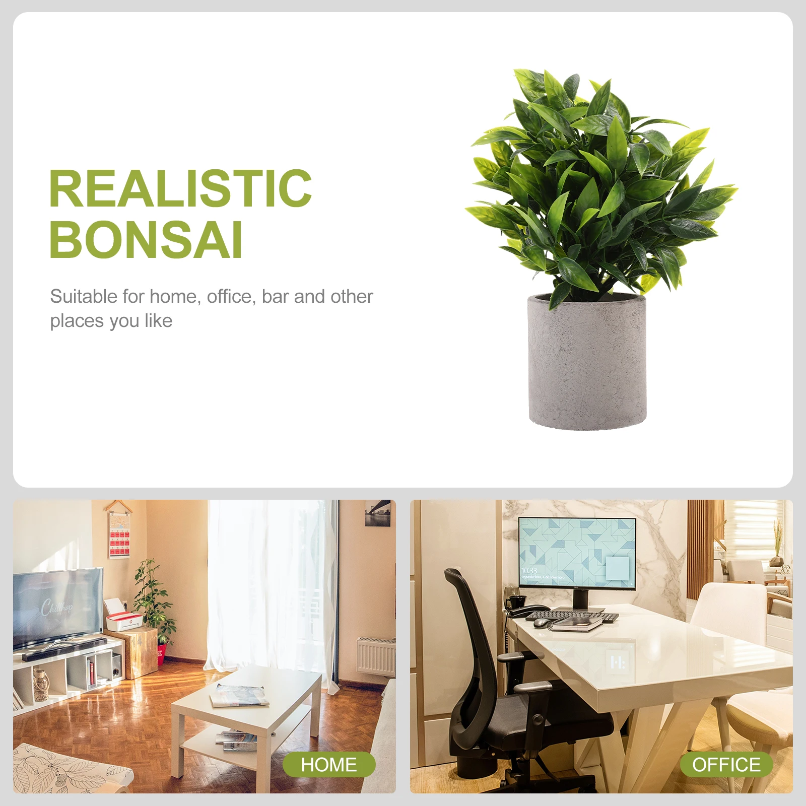 

Realistic Green Plant Decor Artificial Bonsai Faux Desktop Plants for Home Office Indoor Fake Potted Plant