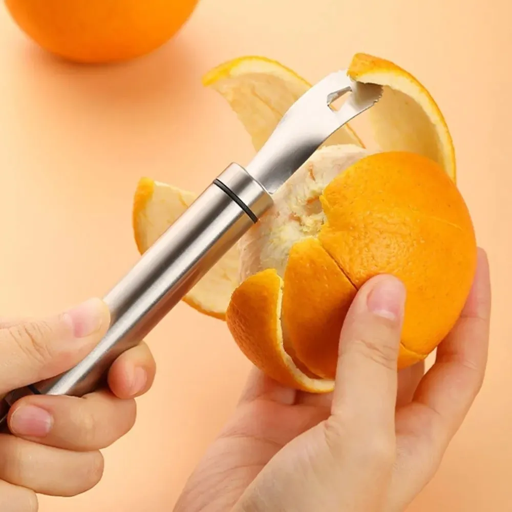 

Stainless Steel Orange Peeler Long Handle Multifunctional Citrus Slicer Handheld Easy To Peel Fruit Peeling Tool Kitchen Use
