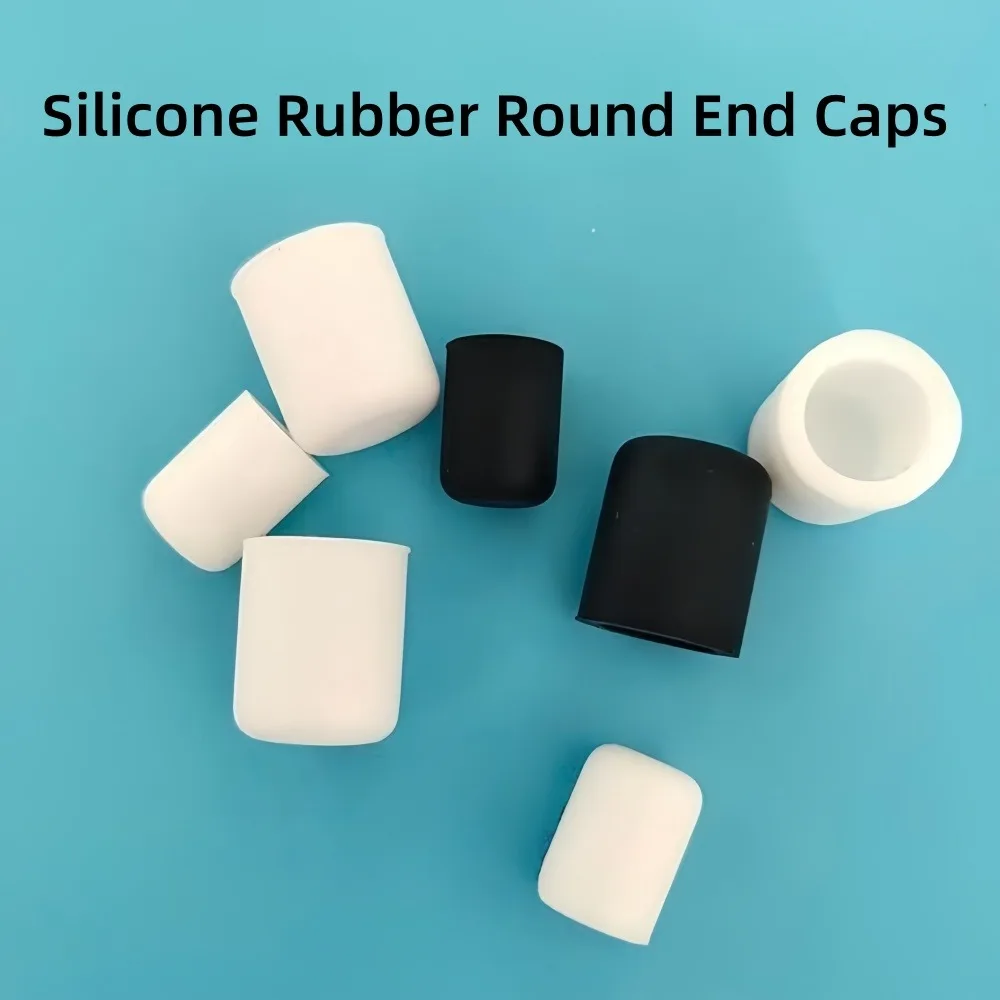 Durable Silicone Rubber Round End Caps ID 2.8-200mm Dust Seal Blanking Stoppers with High Temp Resistance, Black/White