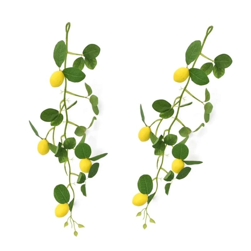 2Pieces Faux Lemon Branches Realistic Decorative Lemon Stem Faux Fruit Branches for Indoor and Outdoor Use 15UB