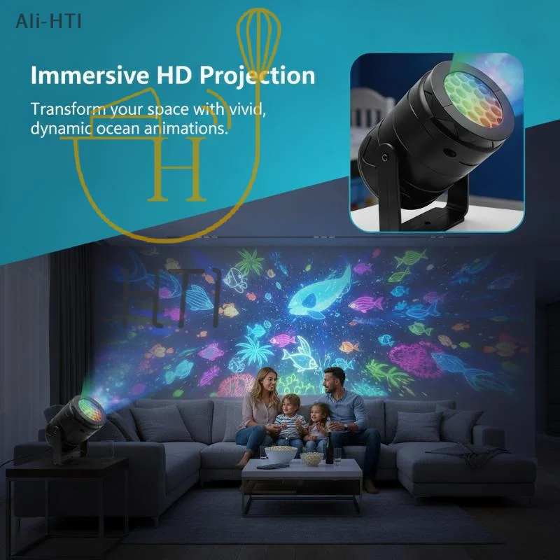 Ocean Pattern USB Projector Light Flicker Free LED Atmosphere Lamp IP65 Waterproof Outdoor Lighting for Stage Yard Party Decor