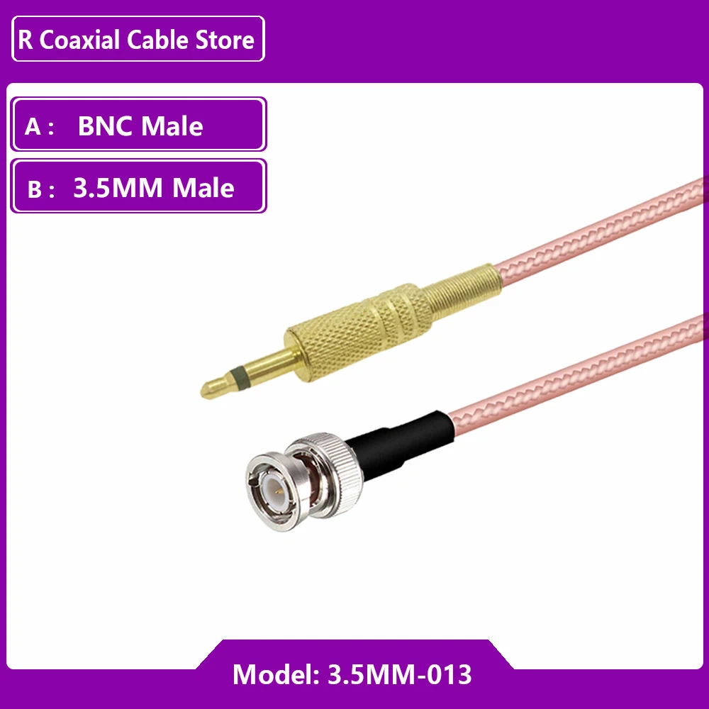RF Coaxial RG316 Cable Pigtail  BNC Male to 3.5mm Mono 1/8