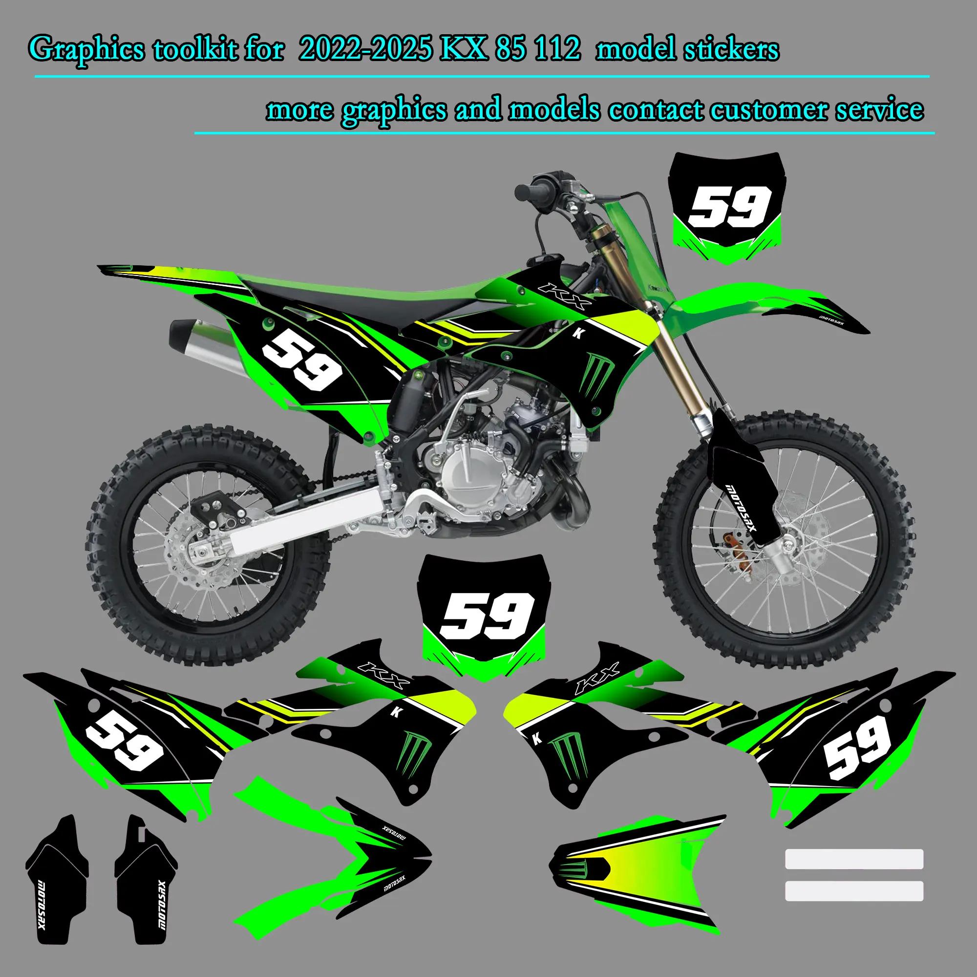 

Graphic Kit for 2022-2025 KX85 112 2022 2023 2024 2025 Motocross Decals Sticker