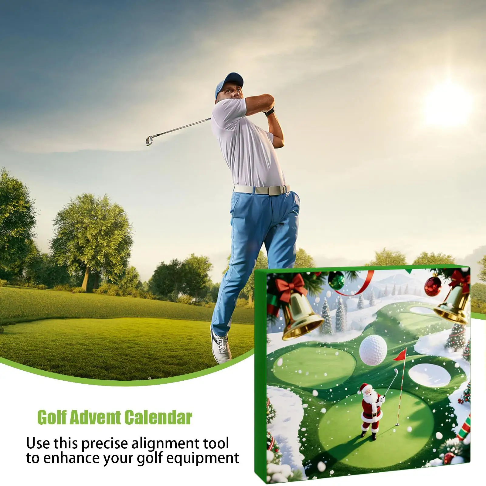 العد التنازلي لعيد الميلاد 24 يومًا على شكل جولف تقويم إبداعي لنوادي الجولف كرات تي شيرت بطاقة النتائج للرجال في سن المراهقة الكبار الأولاد الموسمي #3