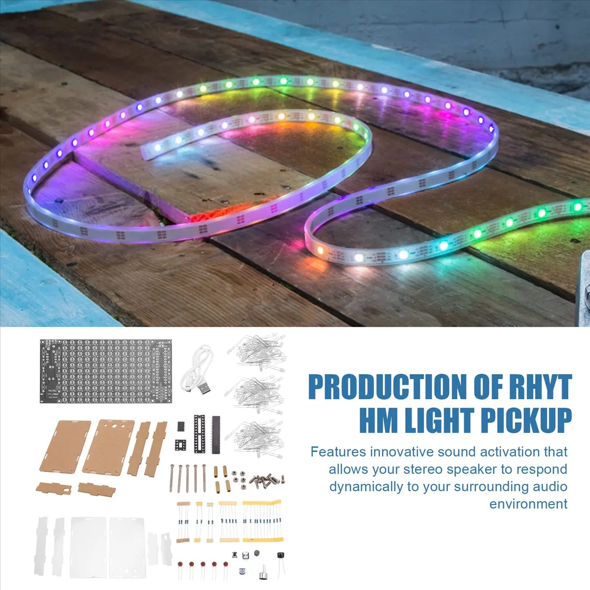 【lucky】 Mini Electronic Display Sound Activated Home Stereo Speaker DIY Solder Project Kit
