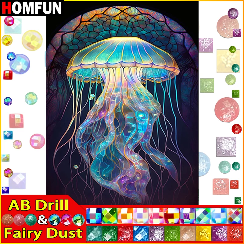 HOMFUN Fairy Dust AB Diy Full Square Round Drill 5D Diamond Painting Diamond Embroidery 