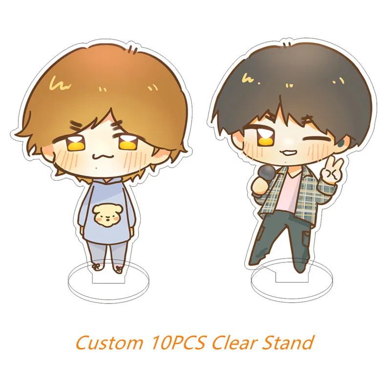 Wholesale Custom 10PCS Game Anime Acrylic Standiing Clear Cartoon Fashion Figures Stand Design Desk Decorate Model Standee Fan